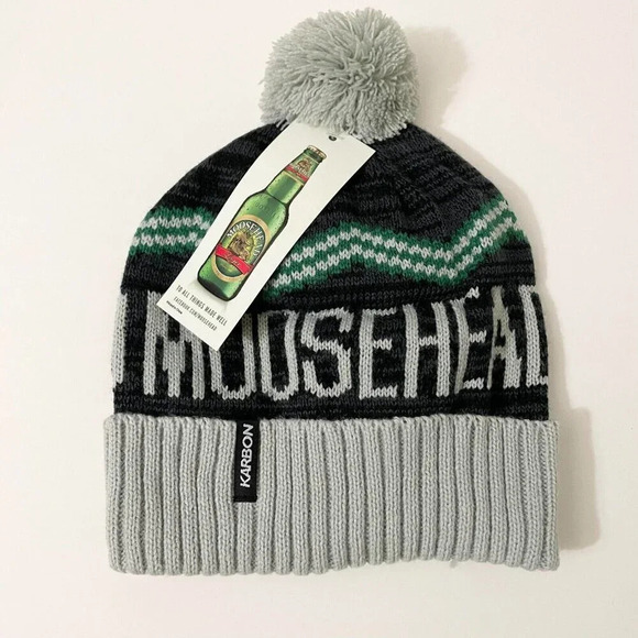 Karbon Moosehead Lager Beer Winter Hat Beanie Toque and Mittens - Picture 2 of 12